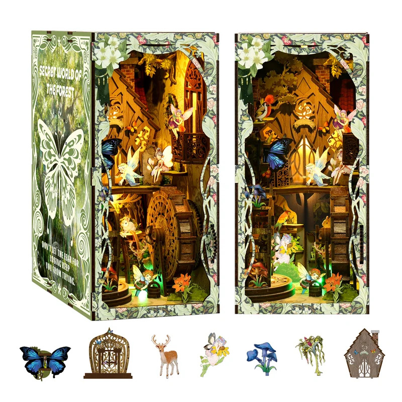 DIY Wooden 3D Book Nook Puzzle - огляд і ціна Diy Wooden Book Nook Kit Shelf Insert