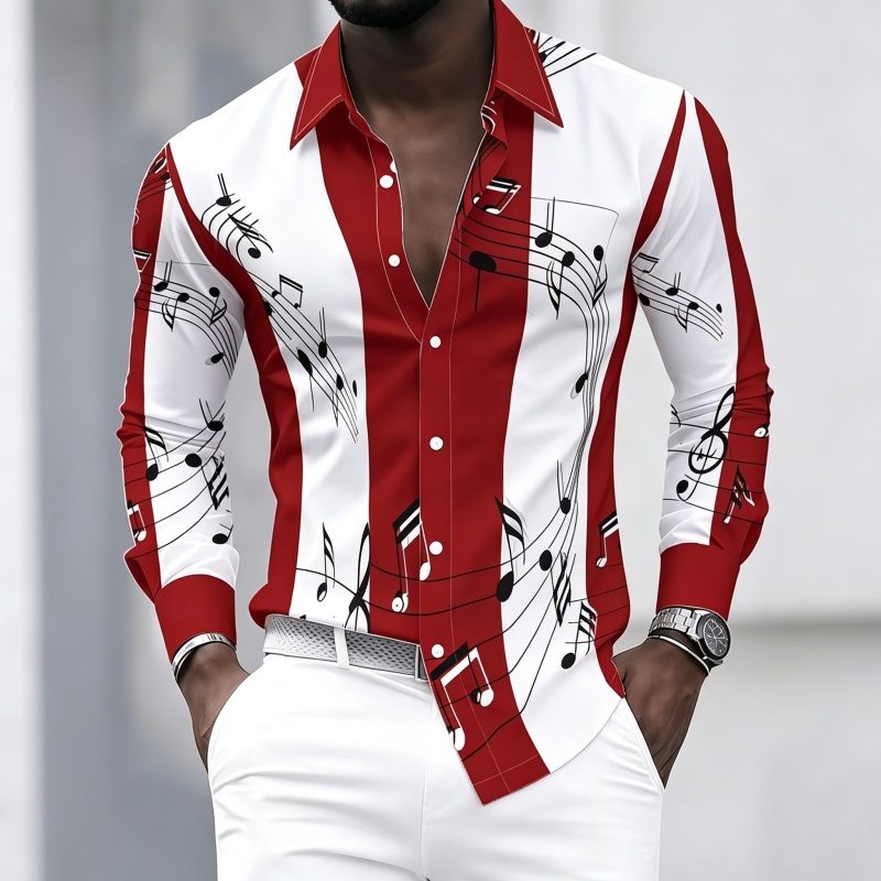 Men's collared shirt with crea - огляд і ціна Music