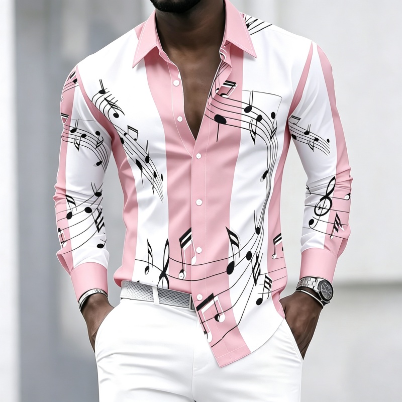 Men's collared shirt with crea - огляд і ціна Music