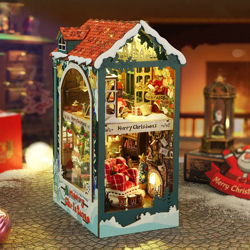 NEW DIY Wooden Merry Christmas - огляд і ціна Diy Wooden Book Nook Kit Shelf Insert