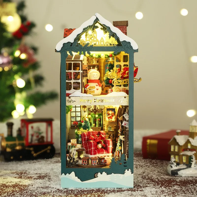 NEW DIY Wooden Merry Christmas - огляд і ціна Diy Wooden Book Nook Kit Shelf Insert