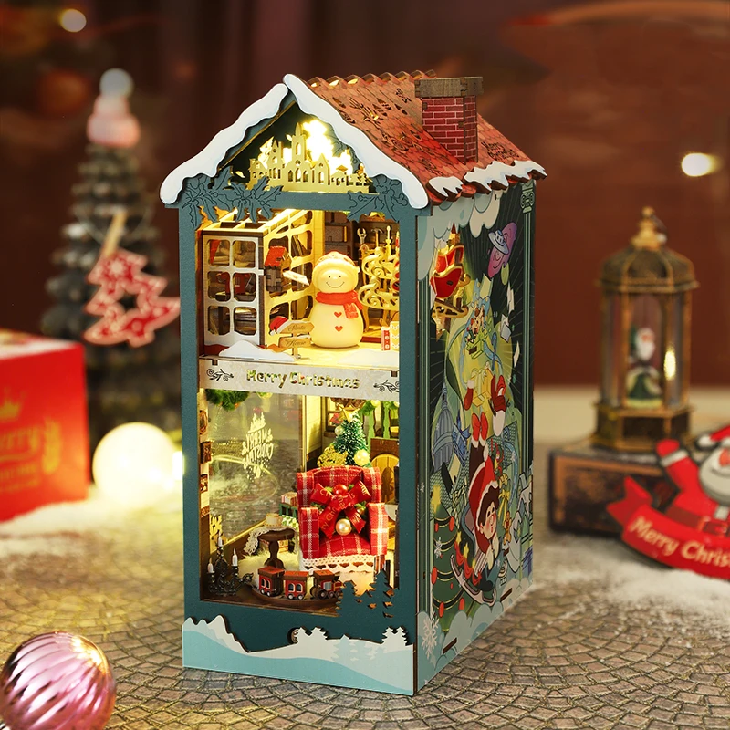 NEW DIY Wooden Merry Christmas - огляд і ціна Diy Wooden Book Nook Kit Shelf Insert