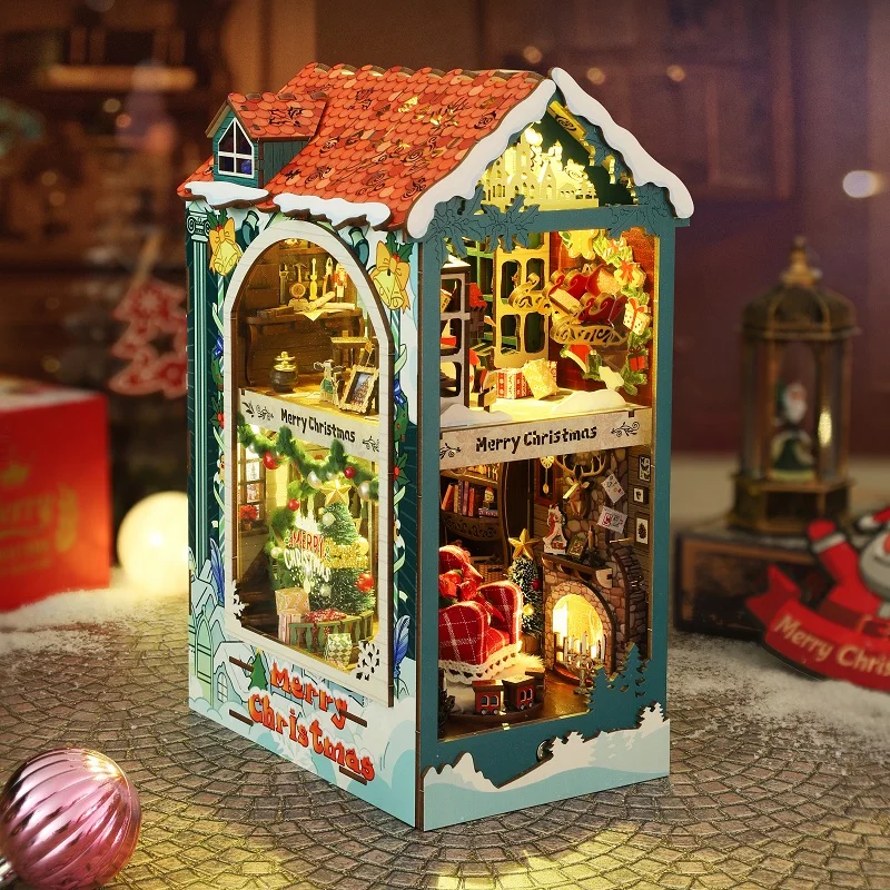 NEW DIY Wooden Merry Christmas - огляд і ціна Diy Wooden Book Nook Kit Shelf Insert